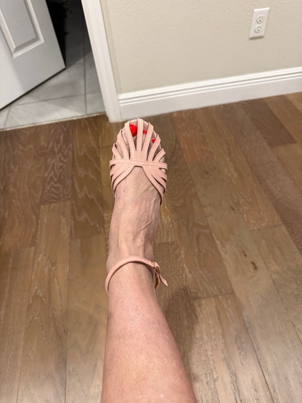 LK Bennett Blush Pink Strappy Closed-Toe Flat Sandals